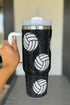 Rhinestone Embellished Volleyball Graphic Travel Tumbler