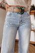 Rhinestone Embellished Western Ripped Cotton Shift Fit Denim Jeans