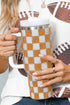Rhinestone Encrusted Checkered Pattern Handled Tumbler