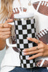 Rhinestone Encrusted Checkered Pattern Handled Tumbler