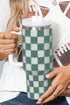 Rhinestone Encrusted Checkered Pattern Handled Tumbler