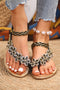 Rhinestone Flower Embellished Braided Strap Flat Thong Sandals