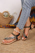 Rhinestone Flower Embellished Braided Strap Flat Thong Sandals