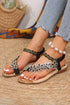 Rhinestone Flower Embellished Braided Strap Flat Thong Sandals