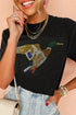 Rhinestone Flying Mallard Graphic Round Neck T Shirt