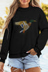 Rhinestone Flying Mallard Mock Neck Tunic Sweatshirt