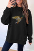 Rhinestone Flying Mallard Mock Neck Tunic Sweatshirt