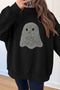 Rhinestone Ghost Exposed Seam Mock Neck Pullover Sweatshirt