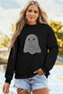 Rhinestone Ghost Exposed Seam Mock Neck Pullover Sweatshirt
