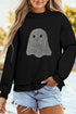 Rhinestone Ghost Exposed Seam Mock Neck Pullover Sweatshirt