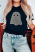Rhinestone Ghost Motif Embellished Graphic T Shirt
