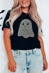 Rhinestone Ghost Motif Embellished Graphic T Shirt