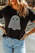Rhinestone Ghost Motif Embellished Graphic T Shirt