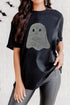 Rhinestone Ghost Motif Embellished Graphic T Shirt