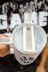 Rhinestone Handle Football Graphic Alloy Travel Tumbler