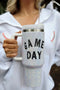 Rhinestone Handle Football Graphic Alloy Travel Tumbler