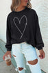Rhinestone Heart Graphic Oversized Crew Neck Pullover Sweatshirt