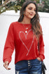 Rhinestone Heart Graphic Relaxed Fit Pullover Sweatshirt