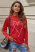 Rhinestone Heart Graphic Relaxed Fit Pullover Sweatshirt