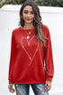 Rhinestone Heart Graphic Relaxed Fit Pullover Sweatshirt