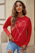 Rhinestone Heart Graphic Relaxed Fit Pullover Sweatshirt