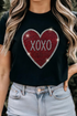 Rhinestone Heart Graphic Short Sleeve Crewneck Tee