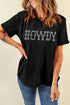 Rhinestone Howdy Graphic Slim Fit Crew Neck Tee