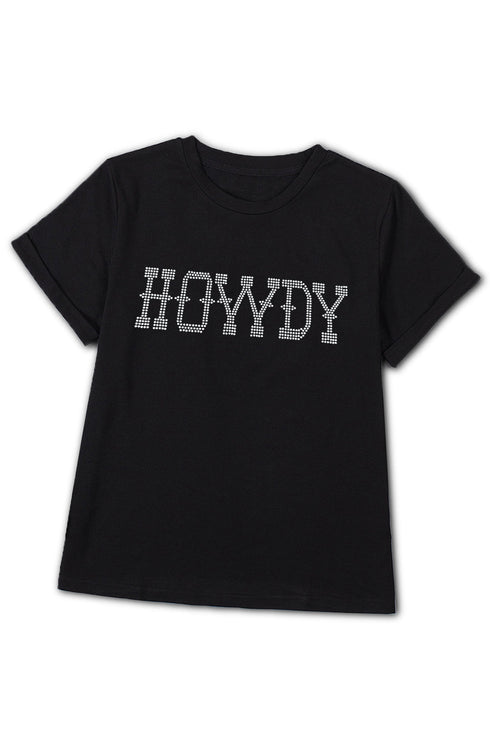 Rhinestone Howdy Graphic Slim Fit Crew Neck Tee