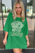 Rhinestone Lucky Poker Cards Oversized T Shirt Mini Dress