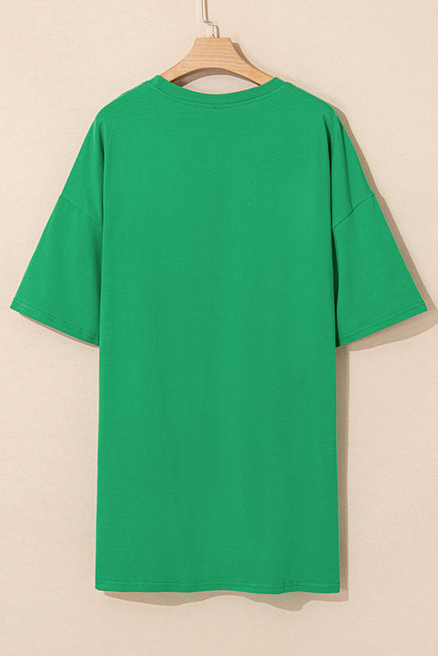 Rhinestone Lucky Poker Cards Oversized T Shirt Mini Dress