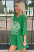 Rhinestone Lucky Poker Cards Oversized T Shirt Mini Dress