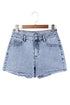 Rhinestone Patchwork Raw Hem High Waist Denim Shorts
