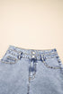 Rhinestone Patchwork Raw Hem High Waist Denim Shorts