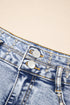 Rhinestone Patchwork Raw Hem High Waist Denim Shorts