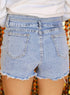 Rhinestone Patchwork Raw Hem High Waist Denim Shorts