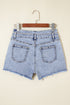 Rhinestone Patchwork Raw Hem High Waist Denim Shorts