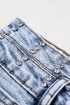 Rhinestone Patchwork Raw Hem High Waist Denim Shorts