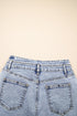 Rhinestone Patchwork Raw Hem High Waist Denim Shorts