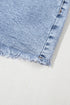 Rhinestone Patchwork Raw Hem High Waist Denim Shorts
