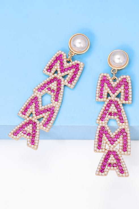 Rhinestone Pearl Embellished Letter Dangle Earrings