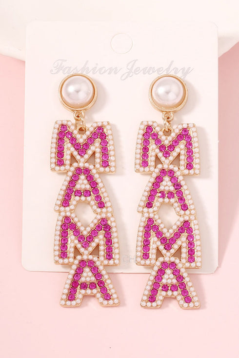 Rhinestone Pearl Embellished Letter Dangle Earrings