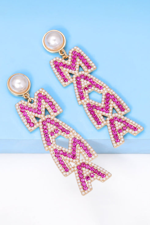 Rhinestone Pearl Embellished Letter Dangle Earrings