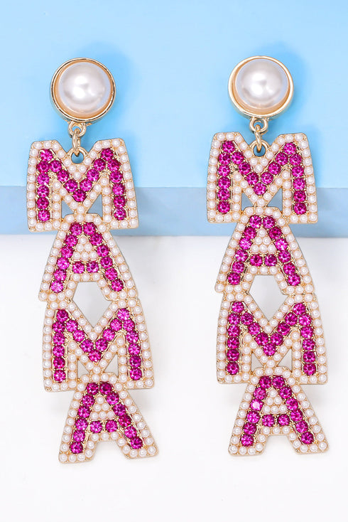 Rhinestone Pearl Embellished Letter Dangle Earrings