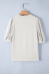 Rhinestone Pearl Embellished Puff Sleeve Top