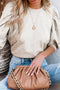 Rhinestone Pearl Embellished Puff Sleeve Top