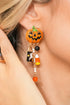 Rhinestone Pumpkin Ghost Tassel Statement Dangle Earrings