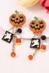 Rhinestone Pumpkin Ghost Tassel Statement Dangle Earrings