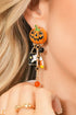 Rhinestone Pumpkin Ghost Tassel Statement Dangle Earrings