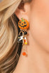 Rhinestone Pumpkin Ghost Tassel Statement Dangle Earrings