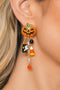 Rhinestone Pumpkin Ghost Tassel Statement Dangle Earrings